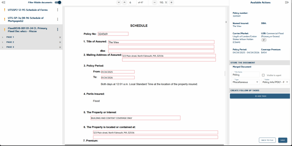 policy issuance document